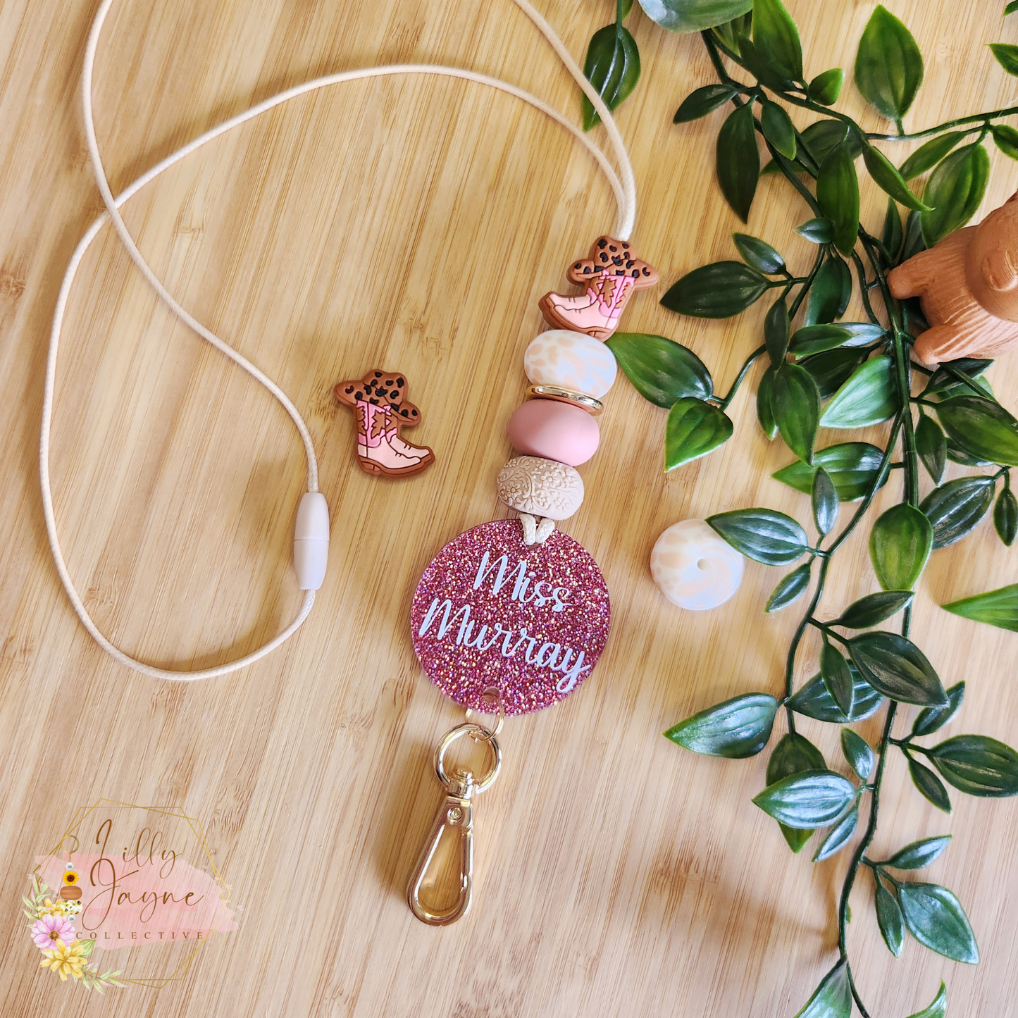 Personalised Teacher Cowgirl or Cowboy Boots Lanyard