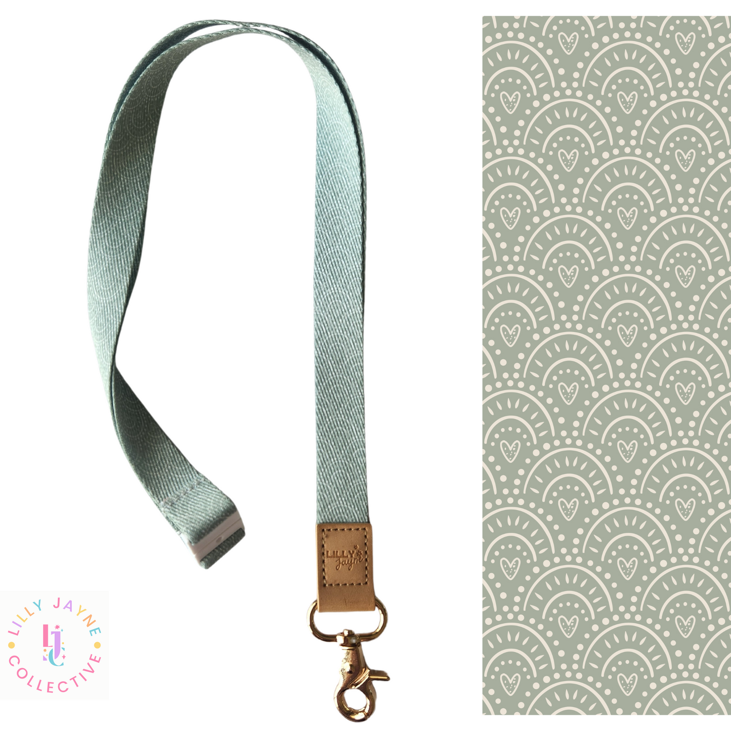 Sage Rainbow Fabric Lanyard