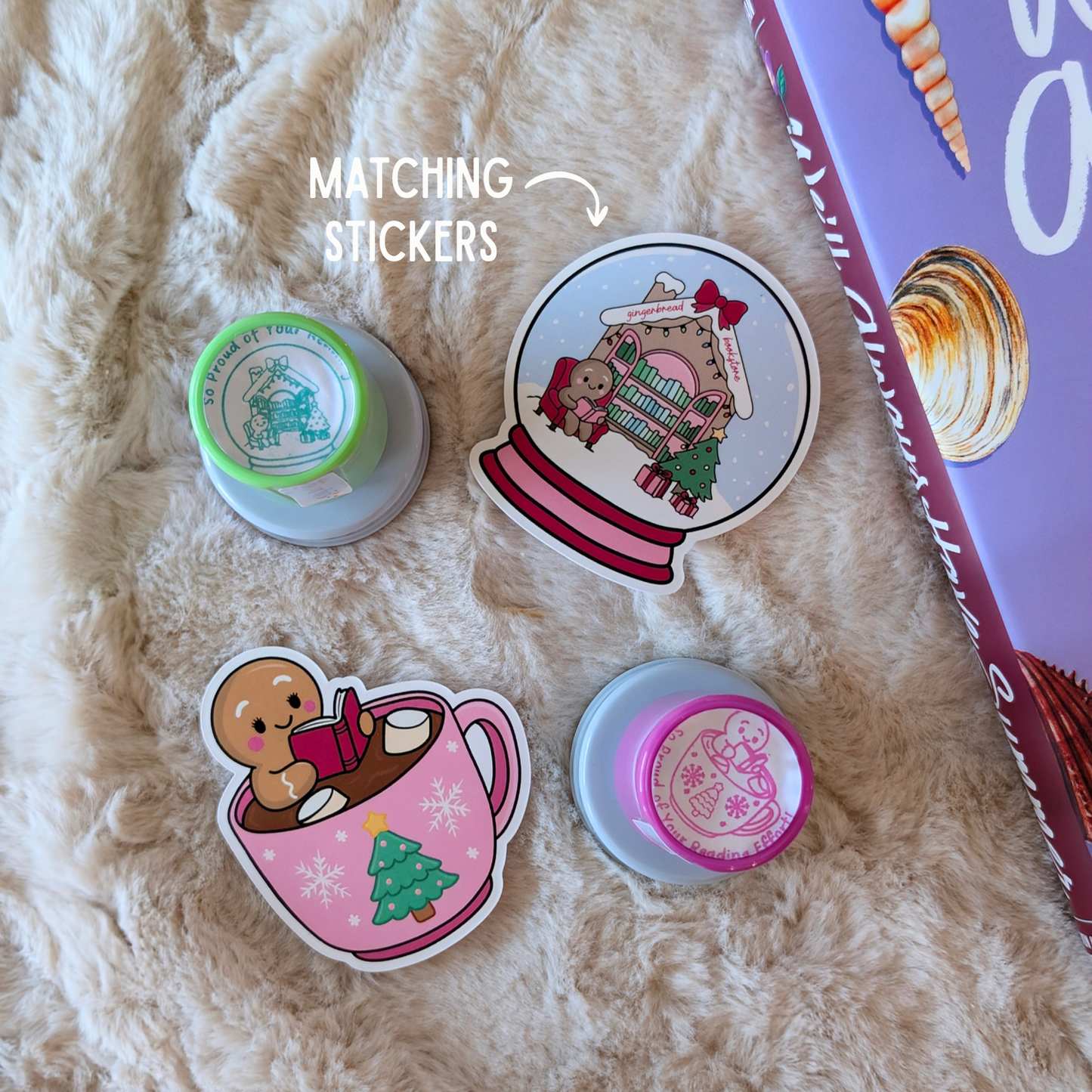 🎁 Christmas Gingerbread Snow Globe Library "So Proud of Your Reading!"☃️🍪 – Pre-Ink Stamp