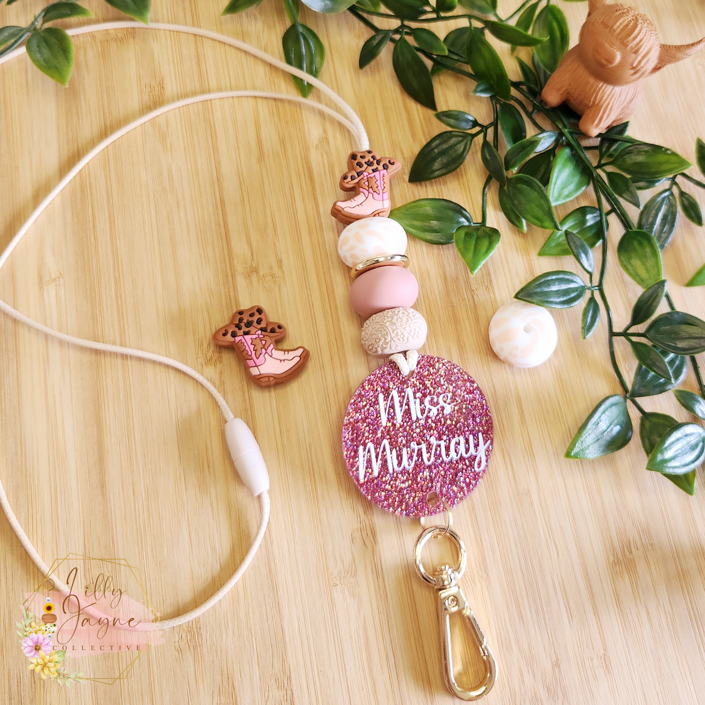 Personalised Teacher Cowgirl or Cowboy Boots Lanyard
