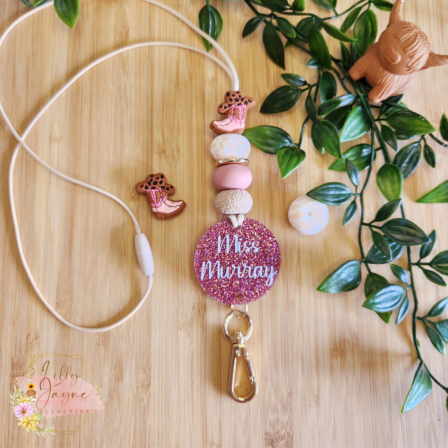 Personalised Teacher Cowgirl or Cowboy Boots Lanyard