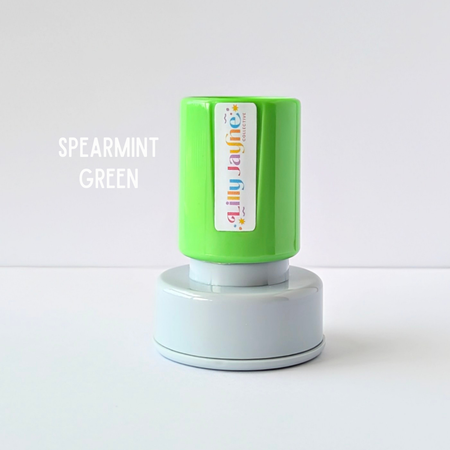 Spearmint green product with a visible brand label on a white background