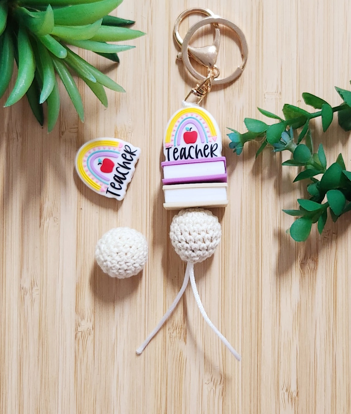 Rainbow Teacher Keychain