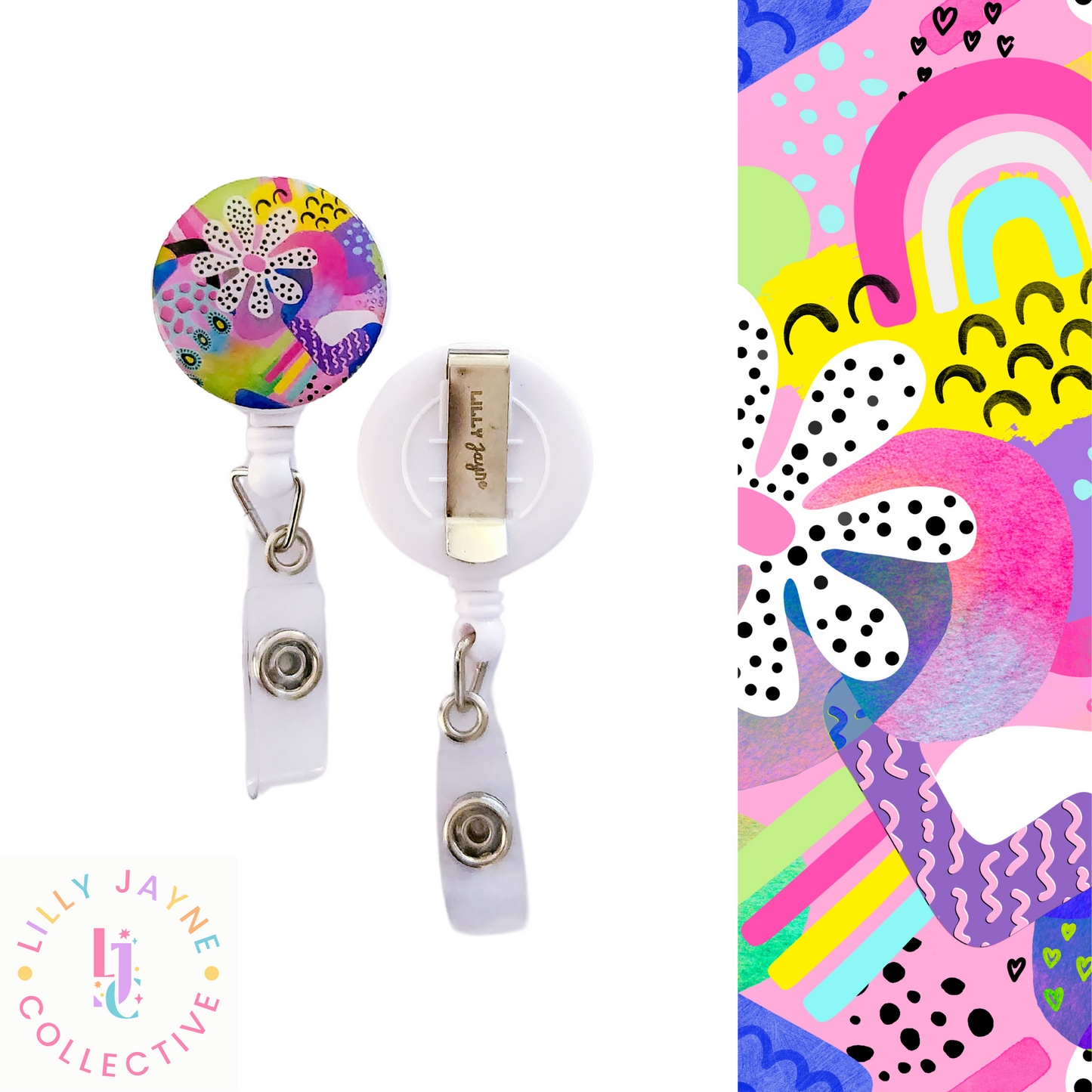 Rainbow Razzle ID Reel Badge