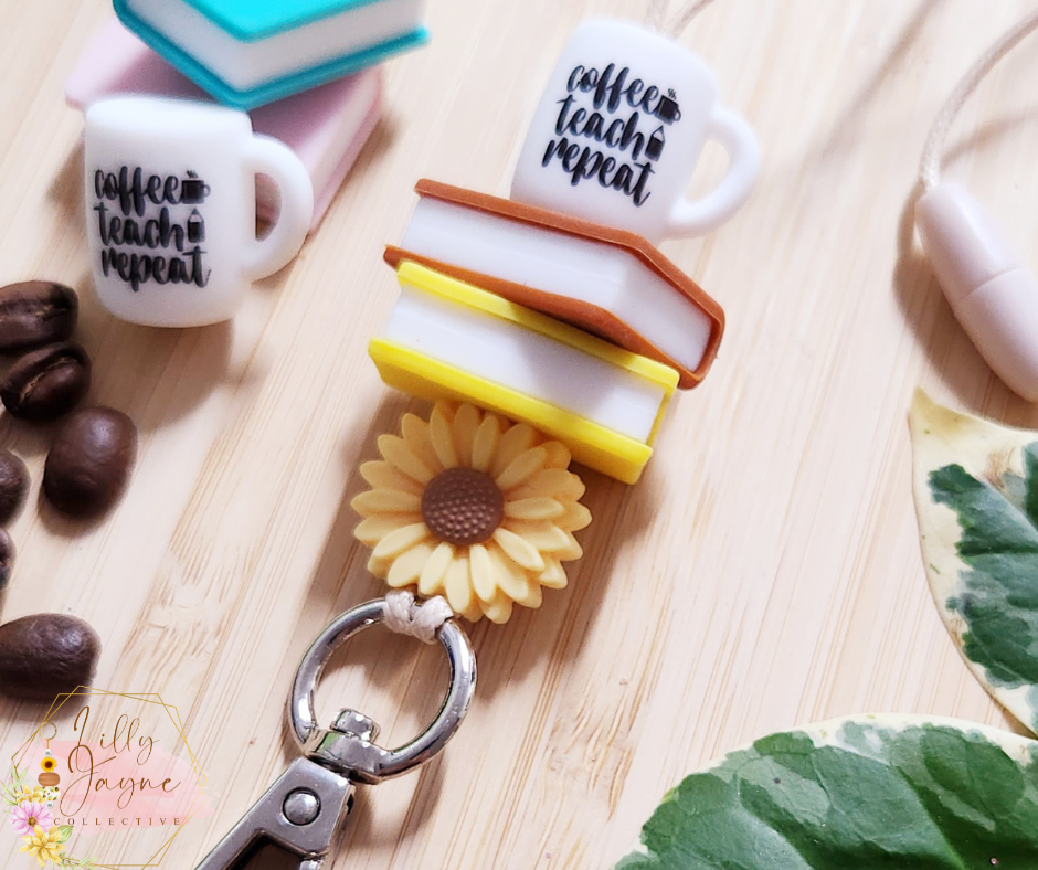 Coffee Teach Repeat Teacher Lanyard