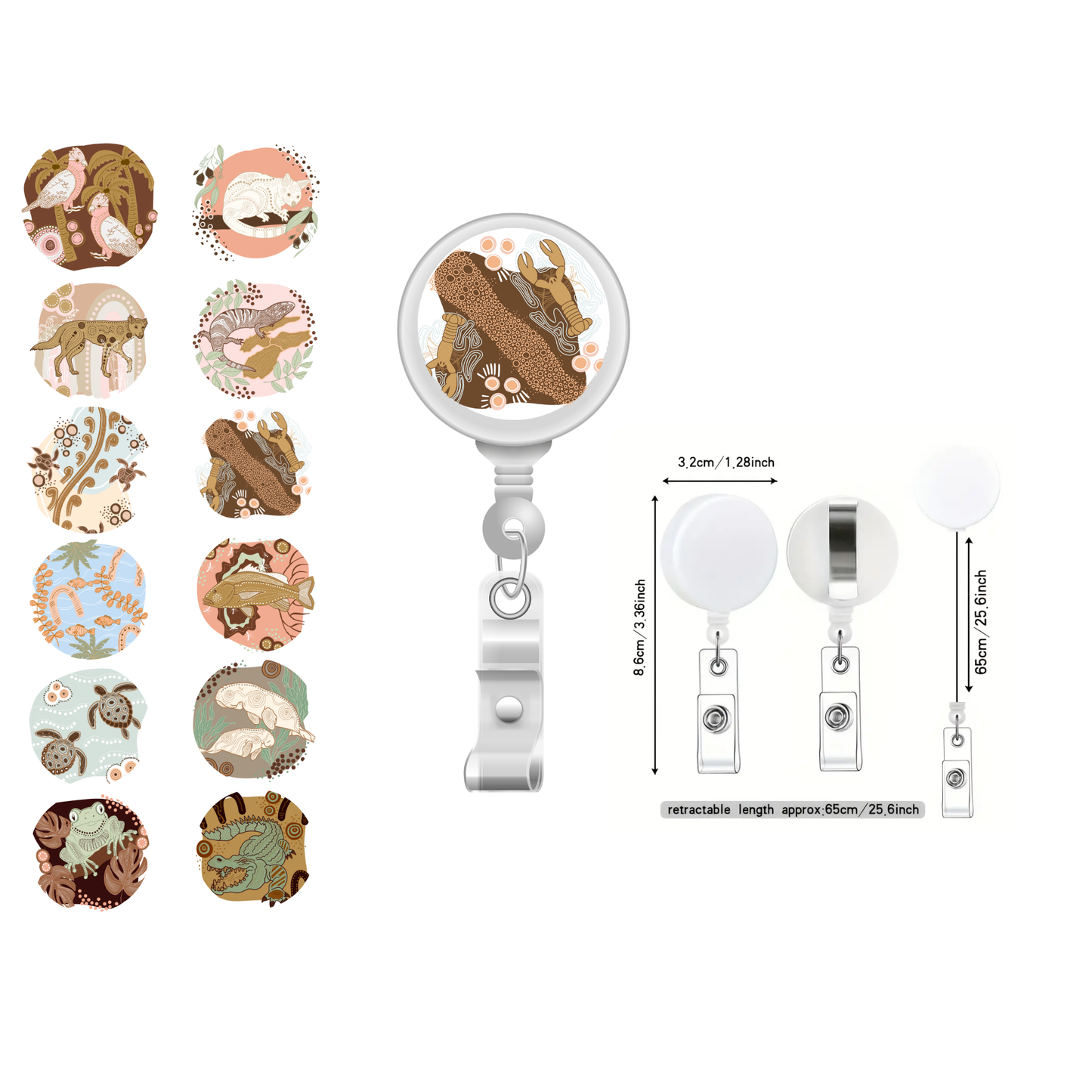 Aboriginal Animal Art ID Reel Badge