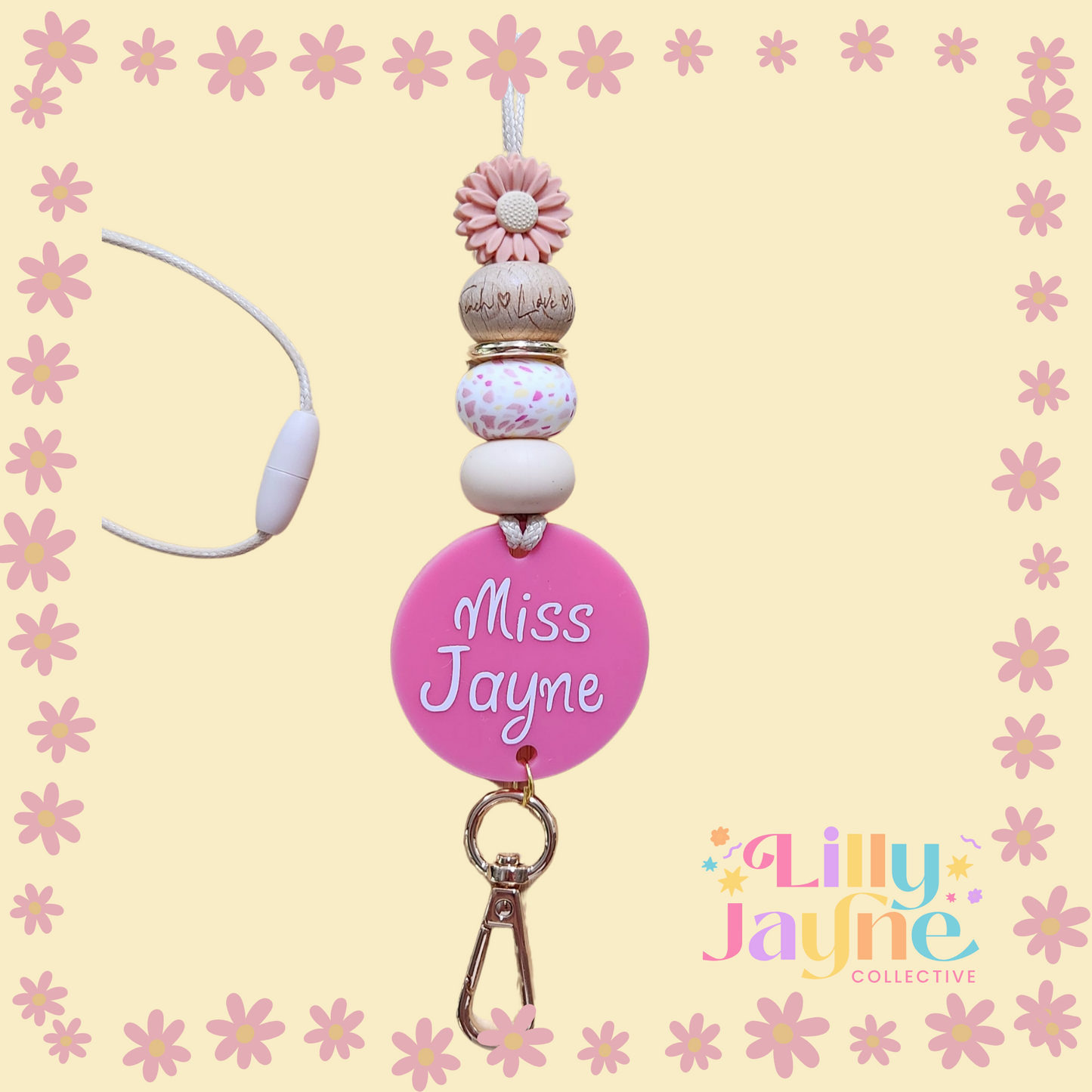 Peachy Teach Love Inspire Personalised Lanyard