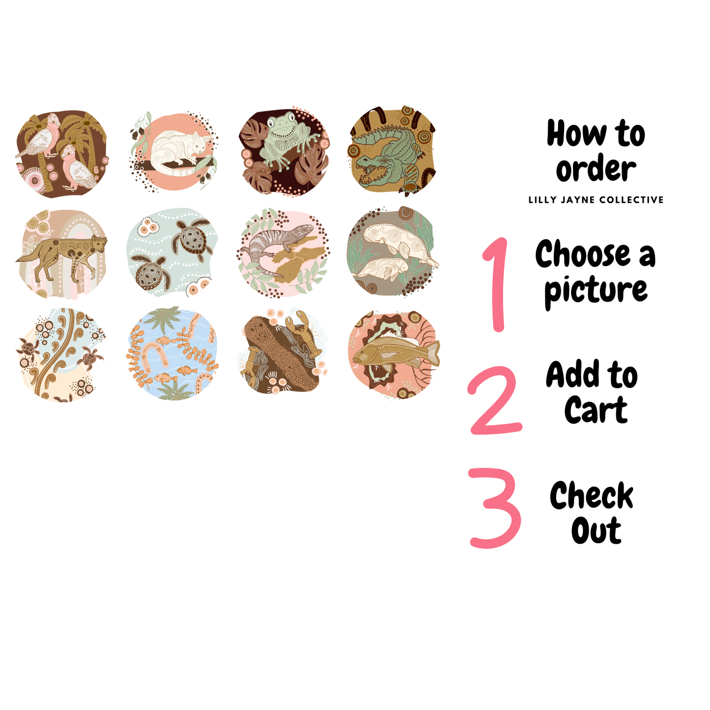 Aboriginal Animal Art ID Reel Badge