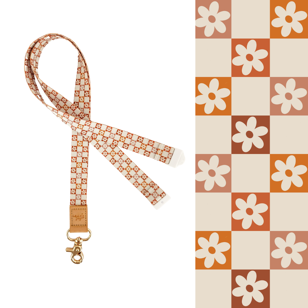 Neutral Retro Flower Lanyard