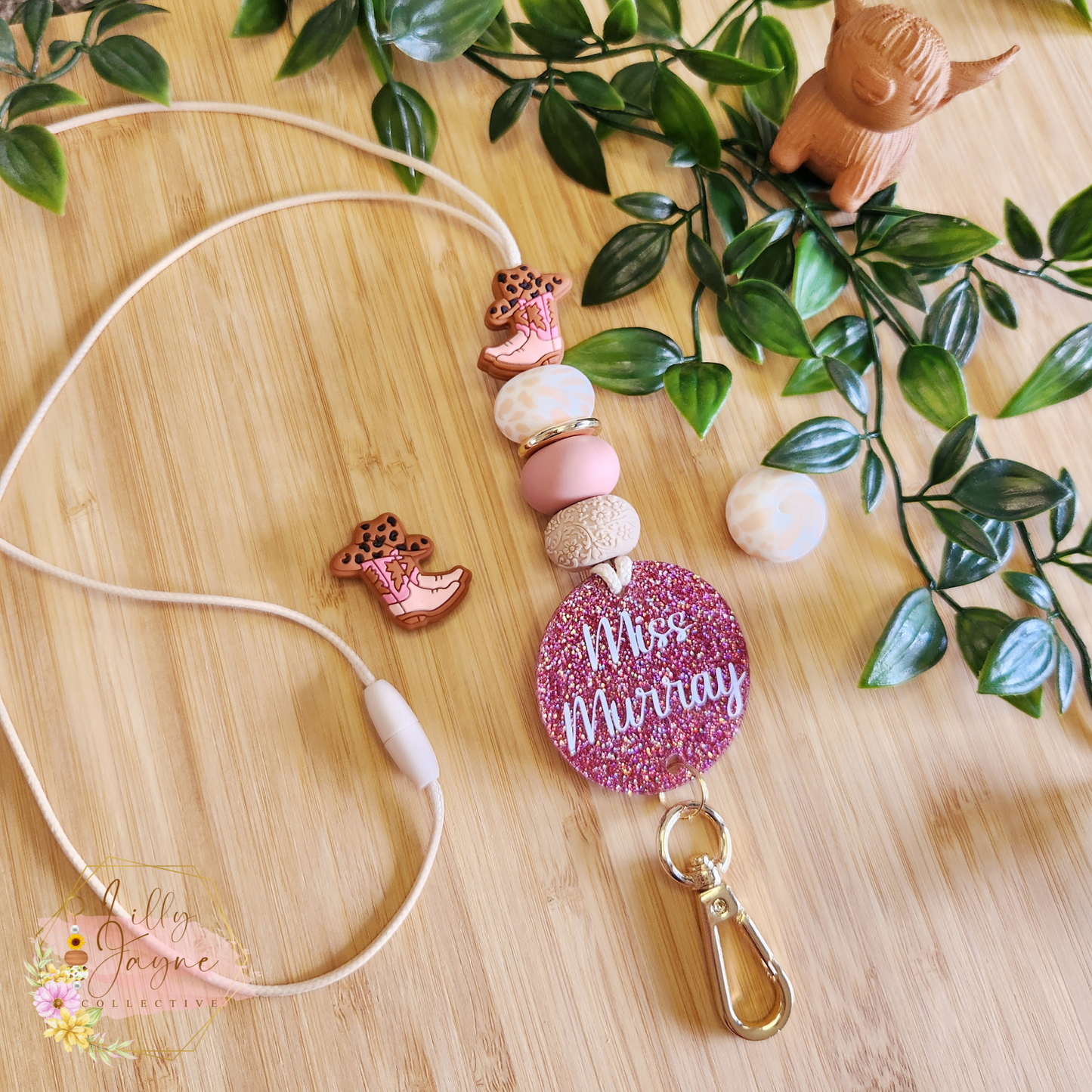 Personalised Teacher Cowgirl or Cowboy Boots Lanyard