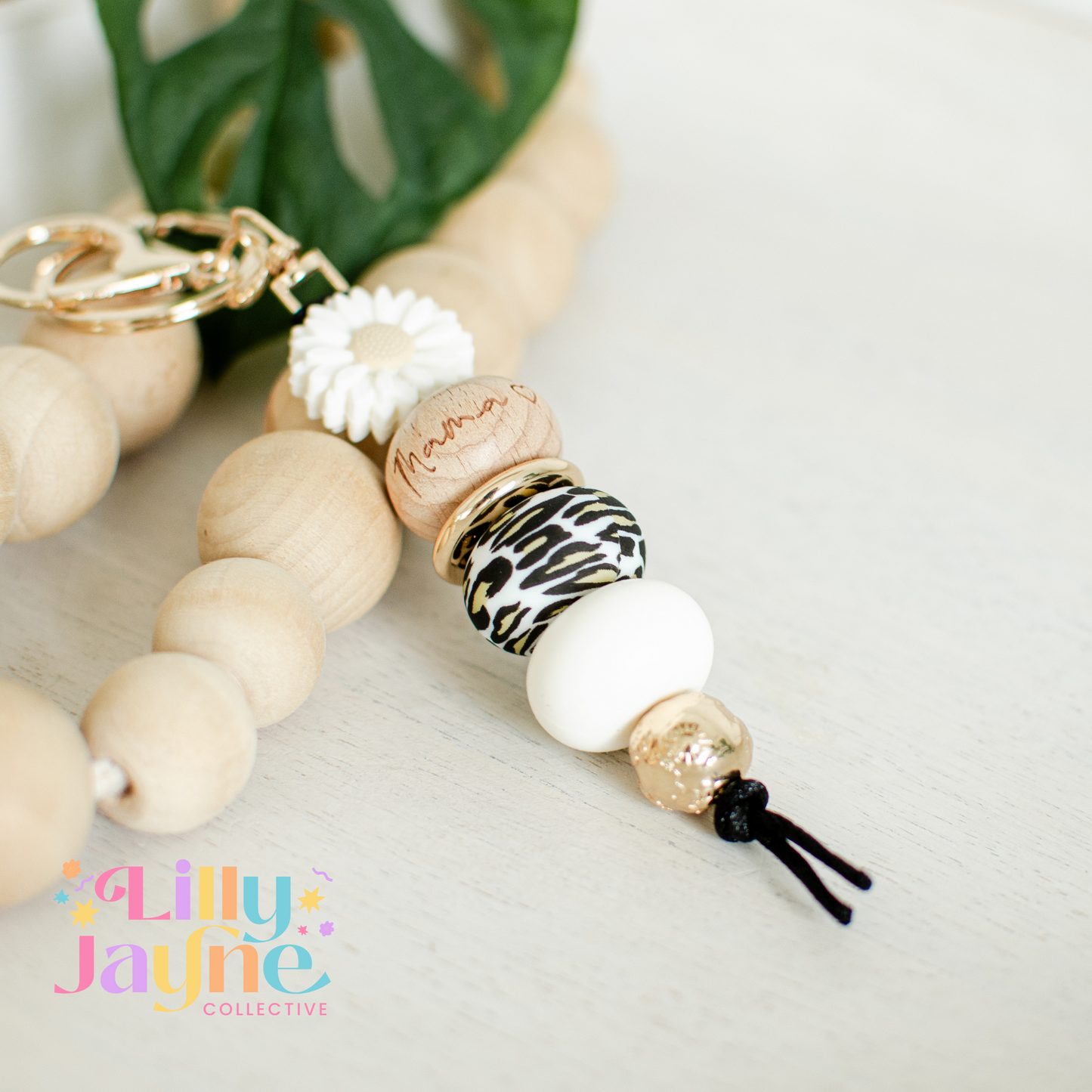 Leopard Mana Silicone Bead Keychain