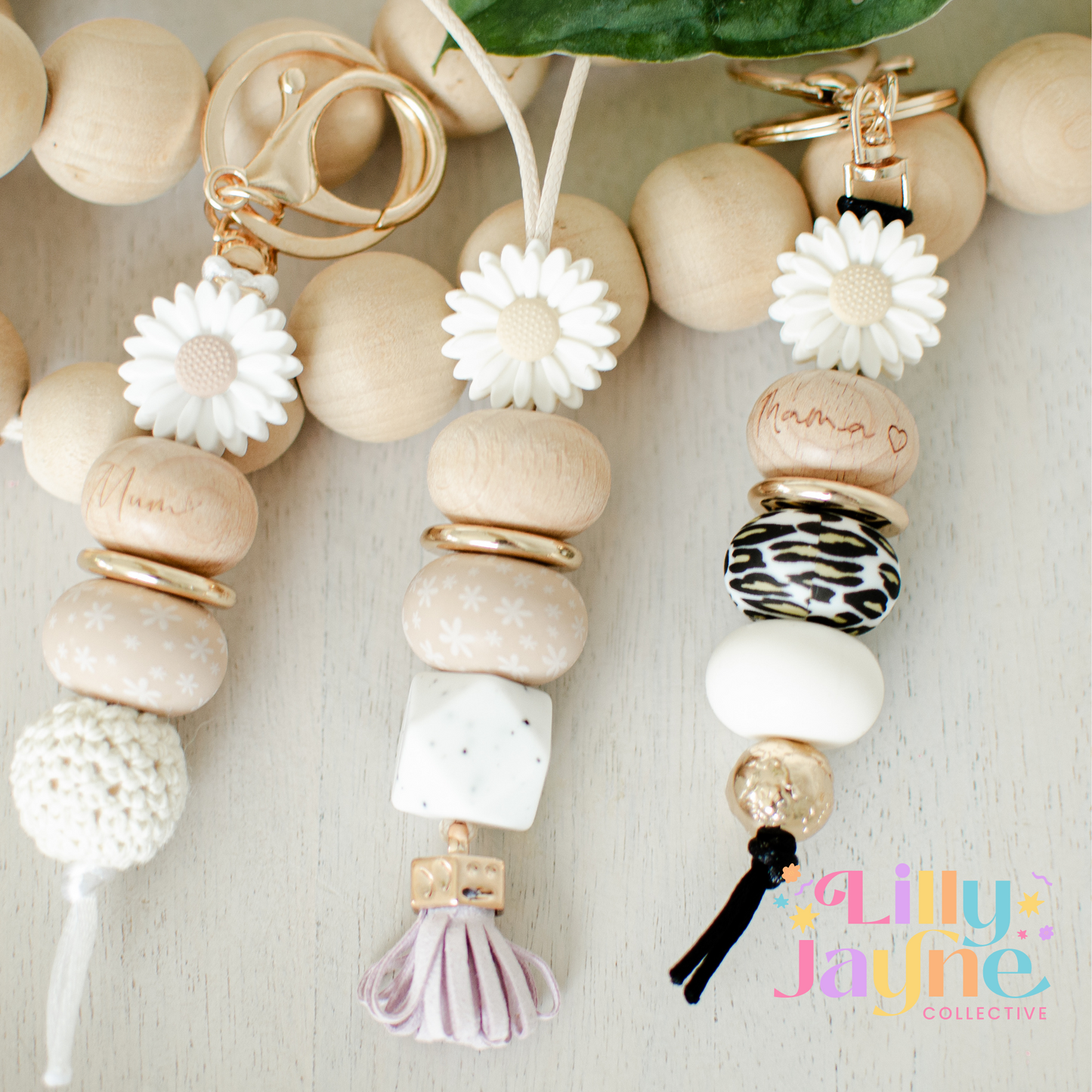 Leopard Mana Silicone Bead Keychain