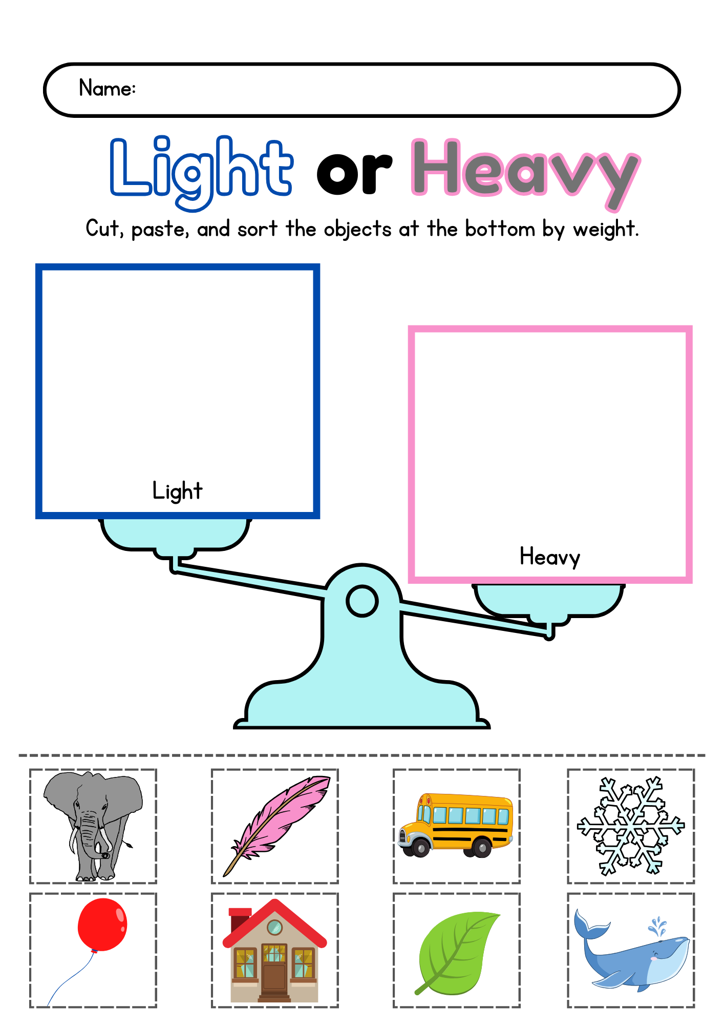 Light or Heavy Kids Activity Digital Download