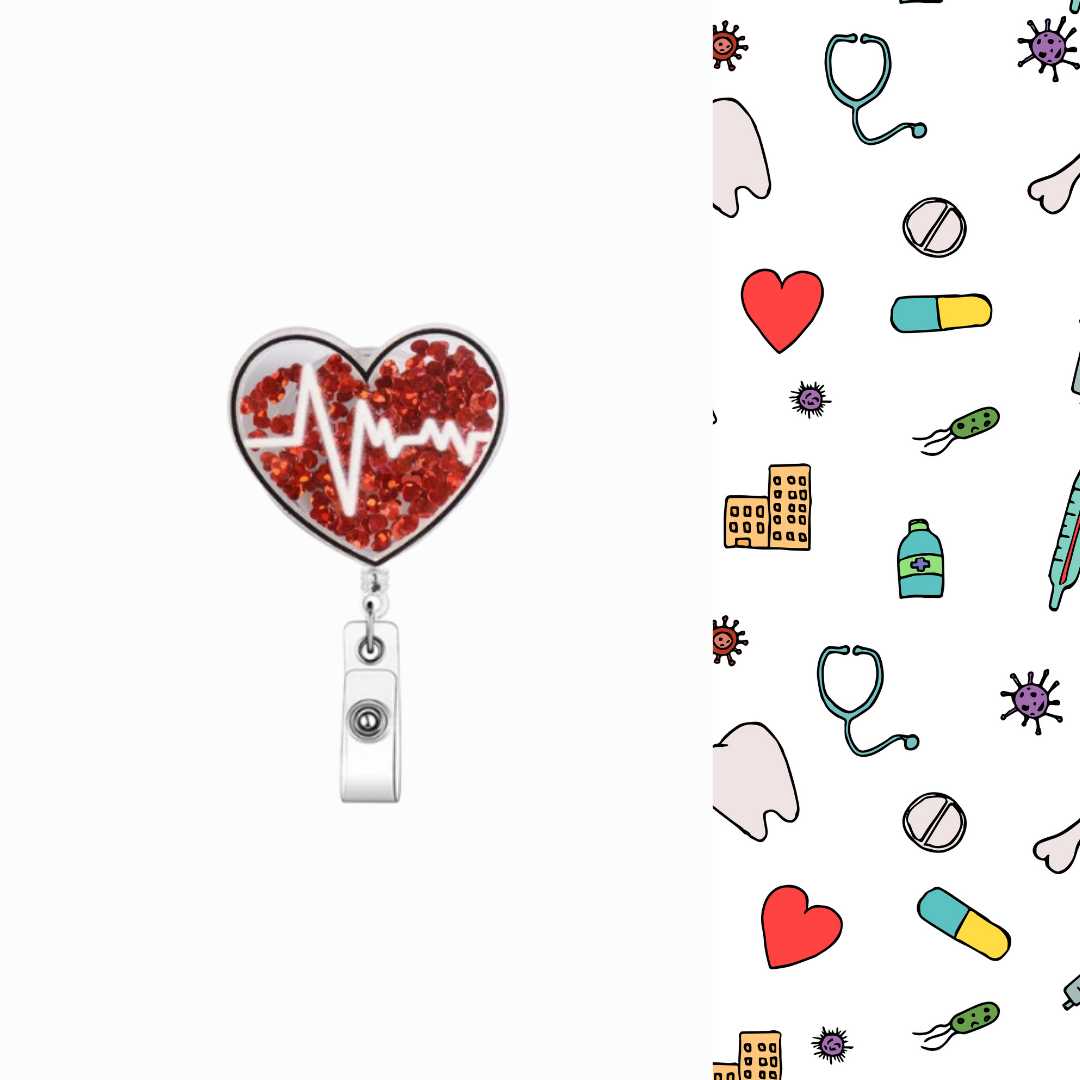 Medical Heart Retractable Reel Badge