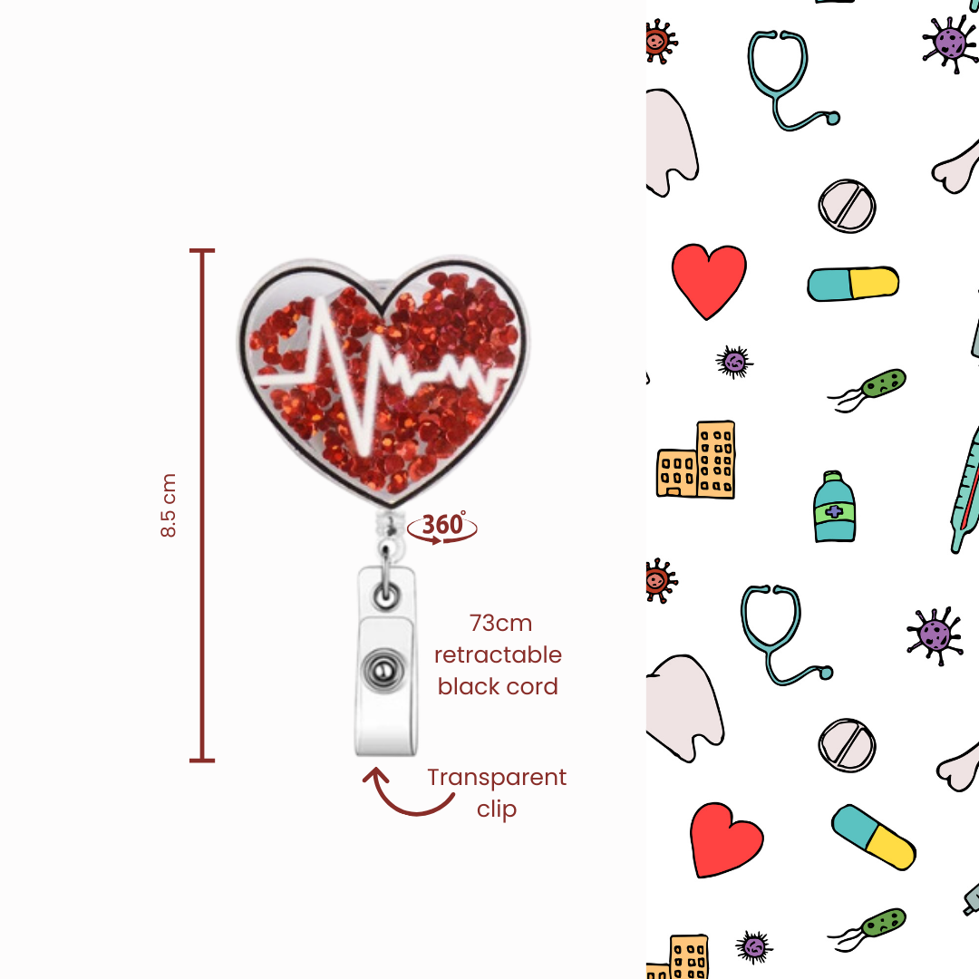 Medical Heart Retractable Reel Badge