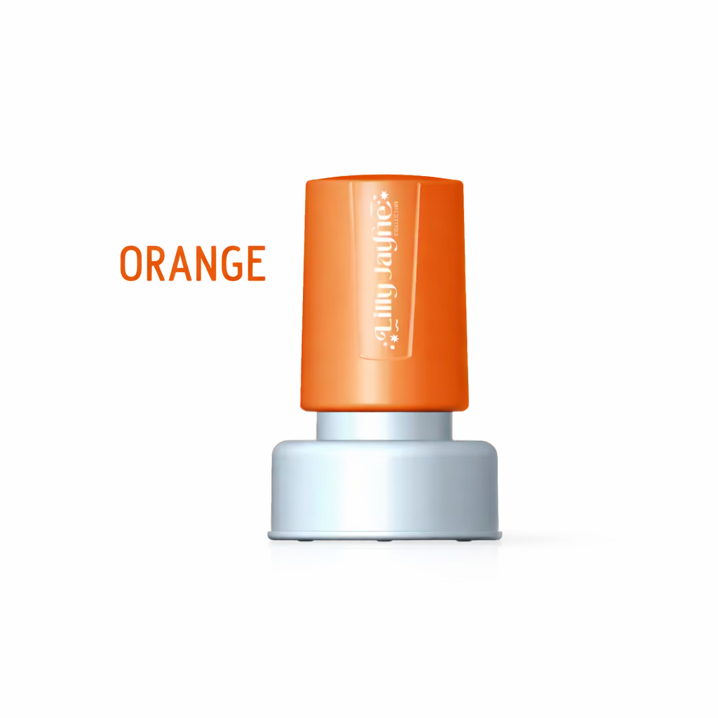 Orange and gray cylindrical product on a white background