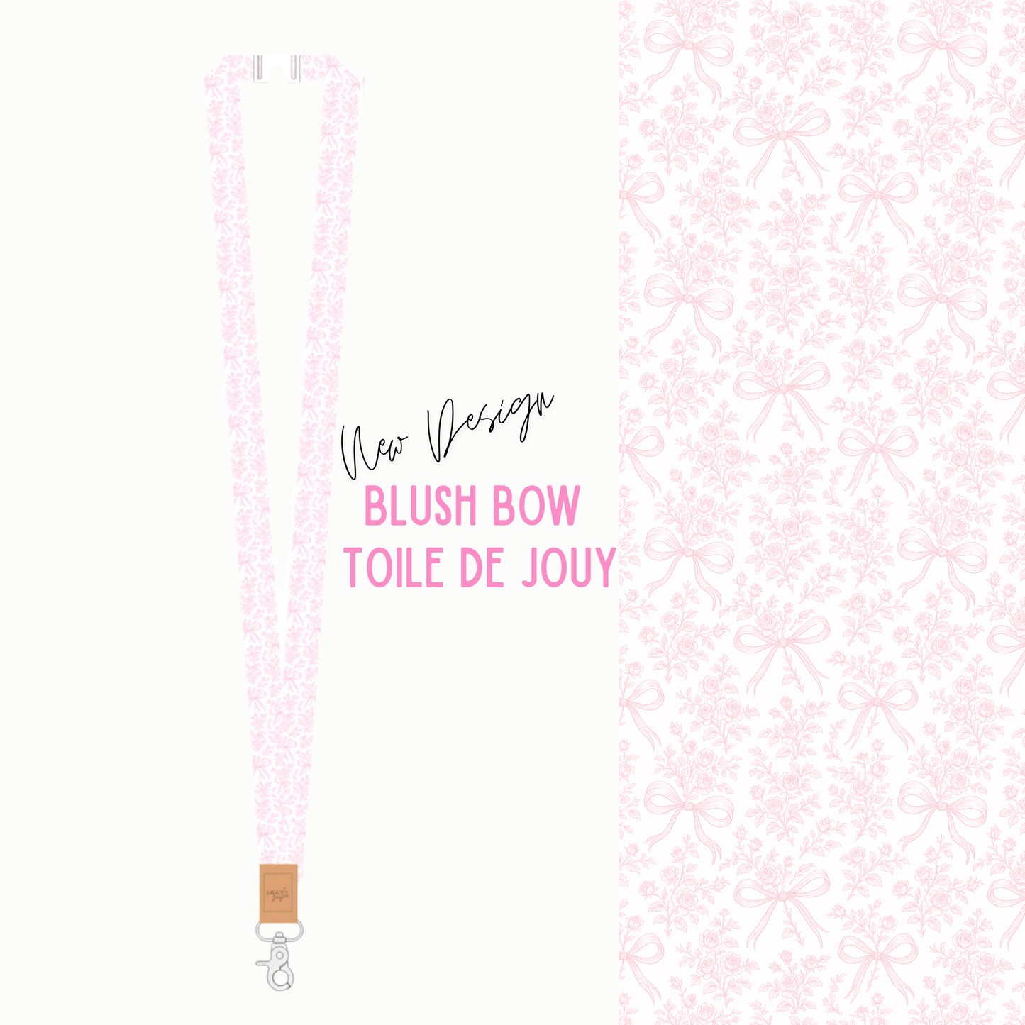 ** PRE-ORDER for Early FEB  ** Blush Bow Toile De Jouy  Fabric Lanyard