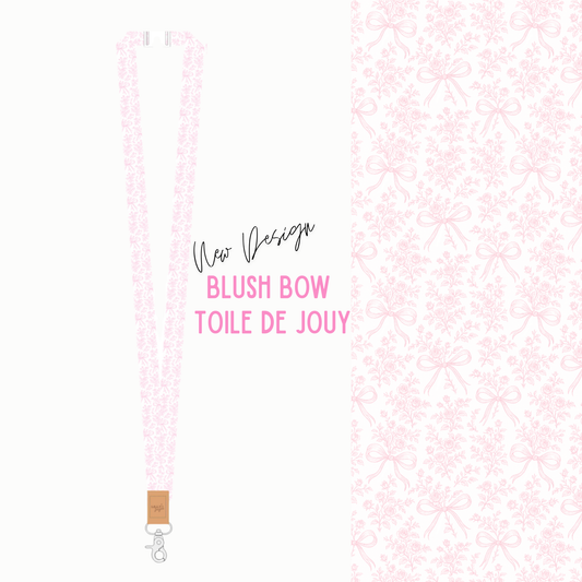 ** PRE-ORDER for Early FEB  ** Blush Bow Toile De Jouy  Fabric Lanyard