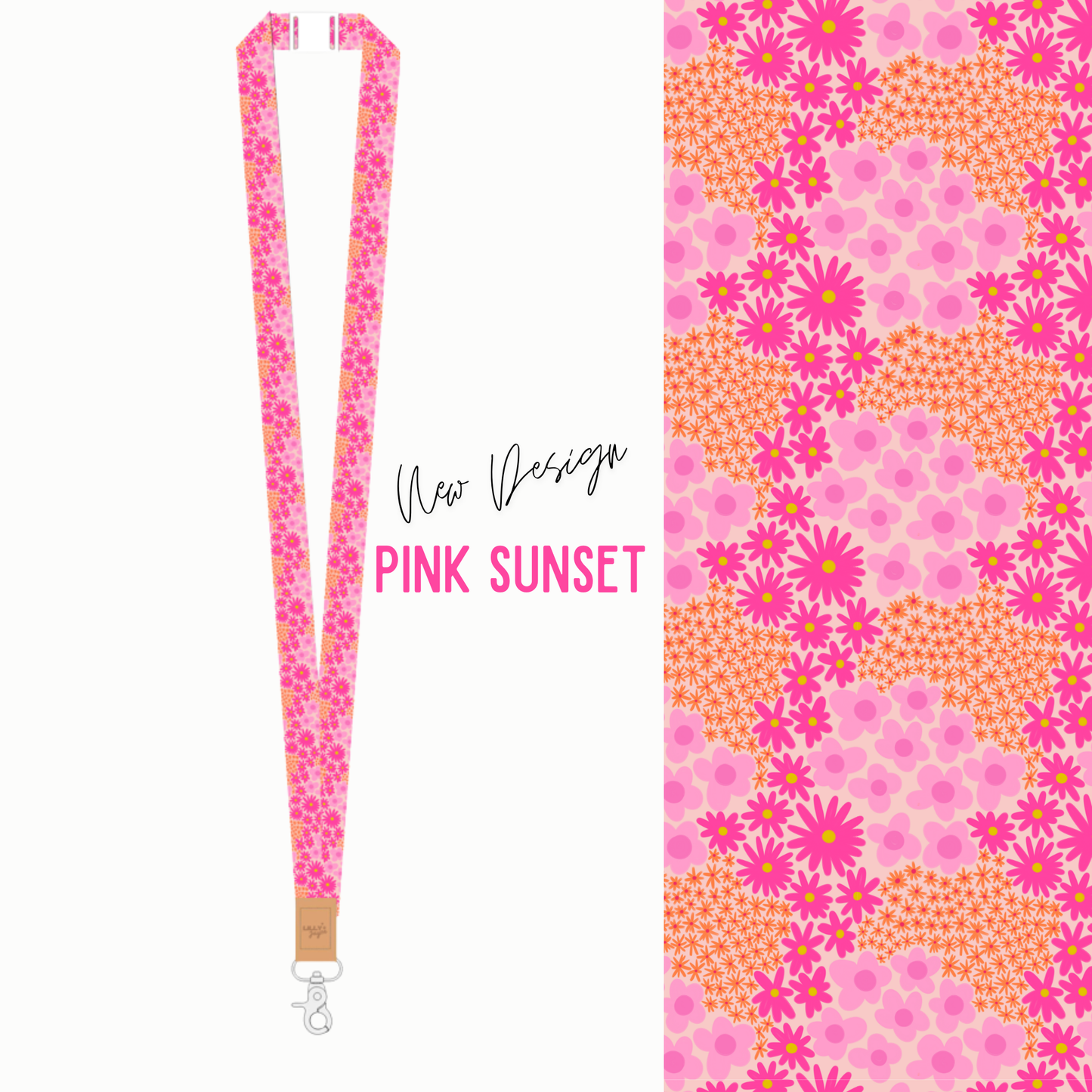 ** PRE-ORDER for Early FEB  ** Pink Sunset Fabric Lanyard