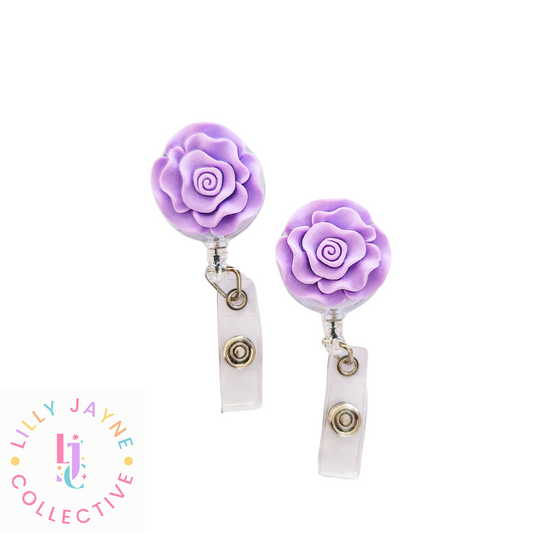 Purple Rose ID Reel Badge