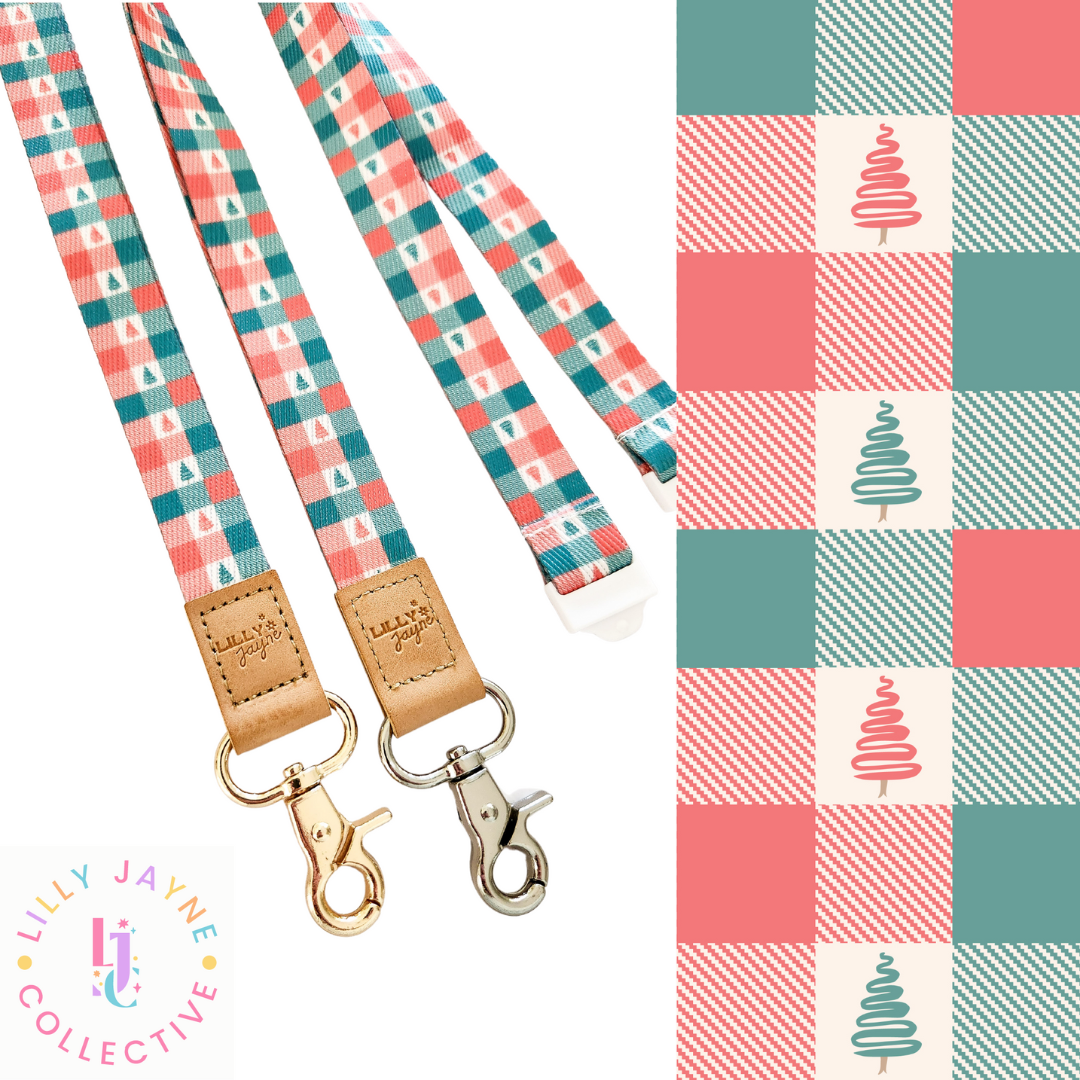 Christmas Fabric Lanyard - Gingham