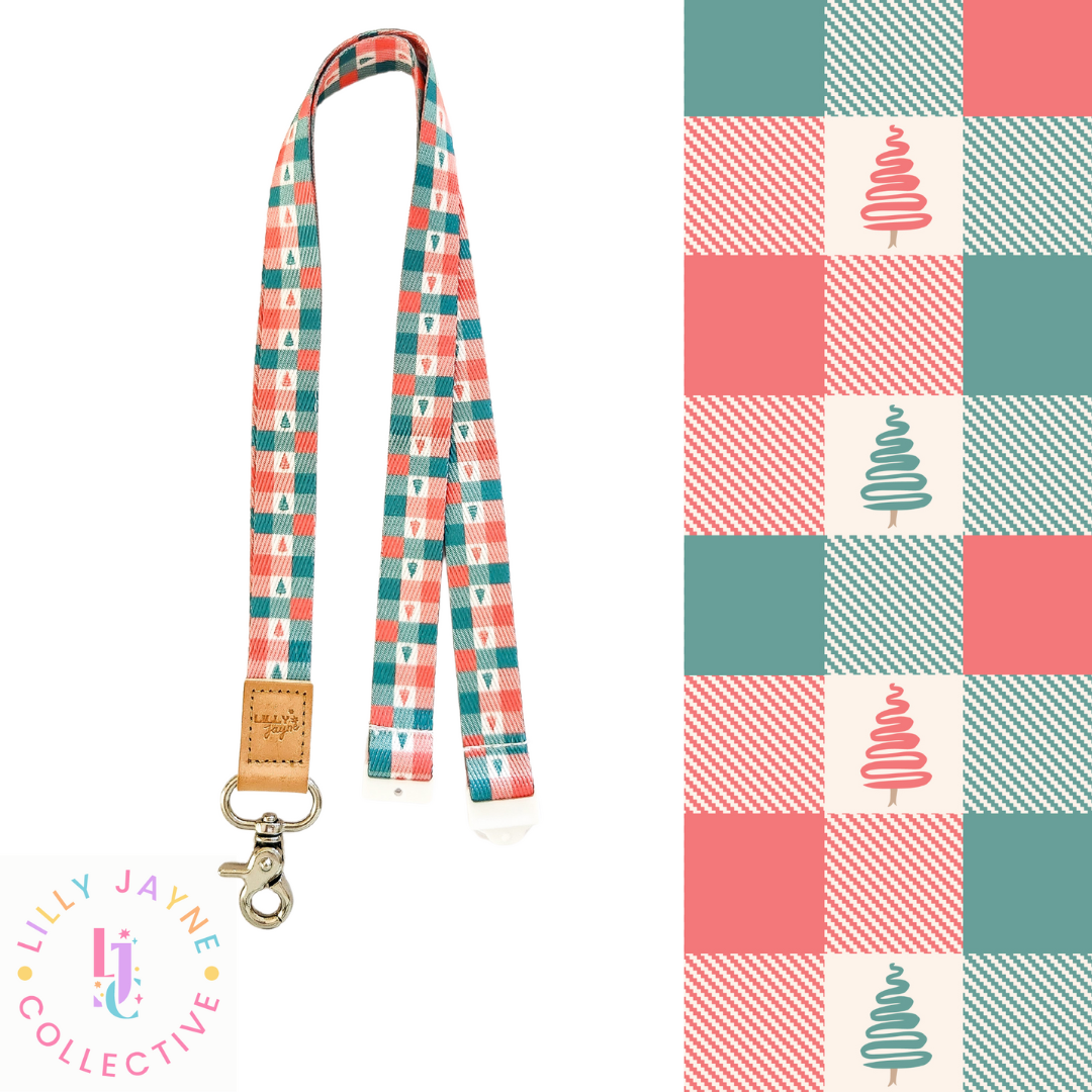 Christmas Fabric Lanyard - Gingham