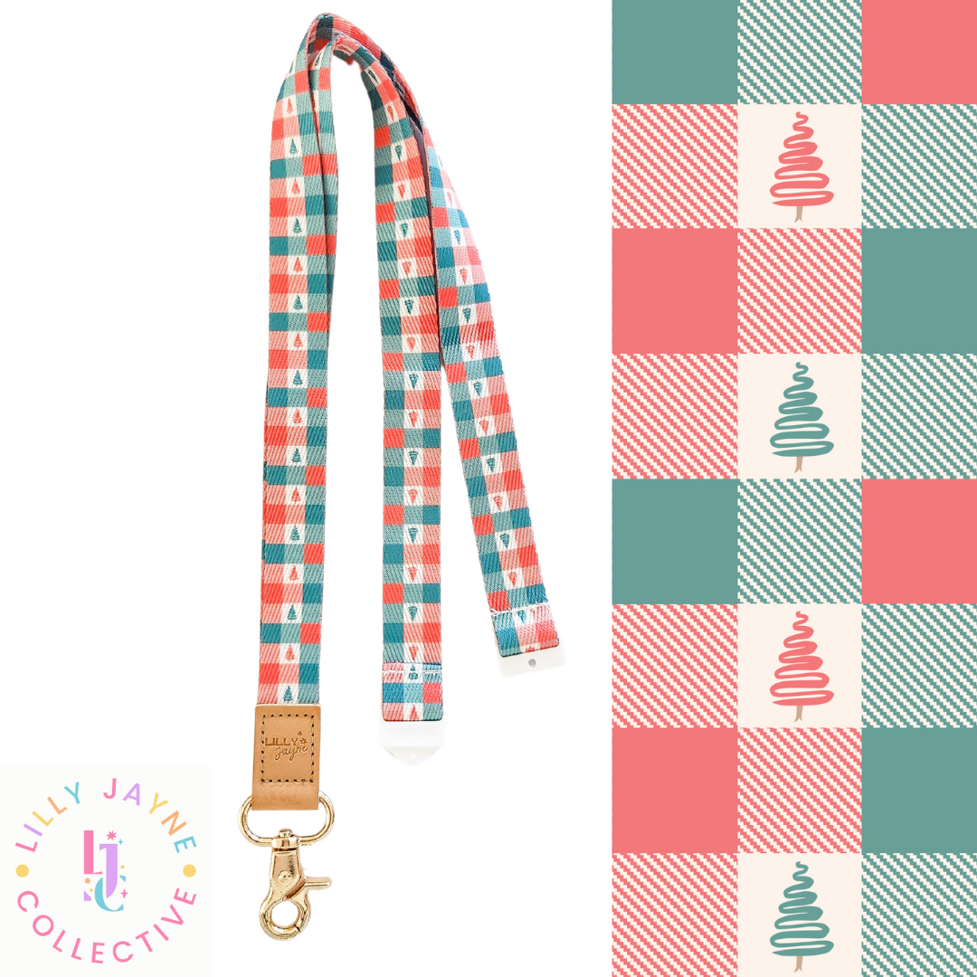 Christmas Fabric Lanyard - Gingham