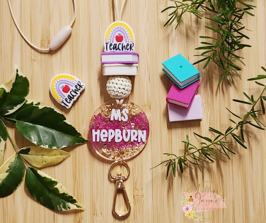 Personalised Teacher Rainbow Lanyard