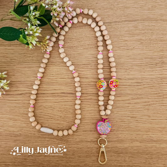 Wooden Bead Personalised Lanyard - Teach Love Inspire