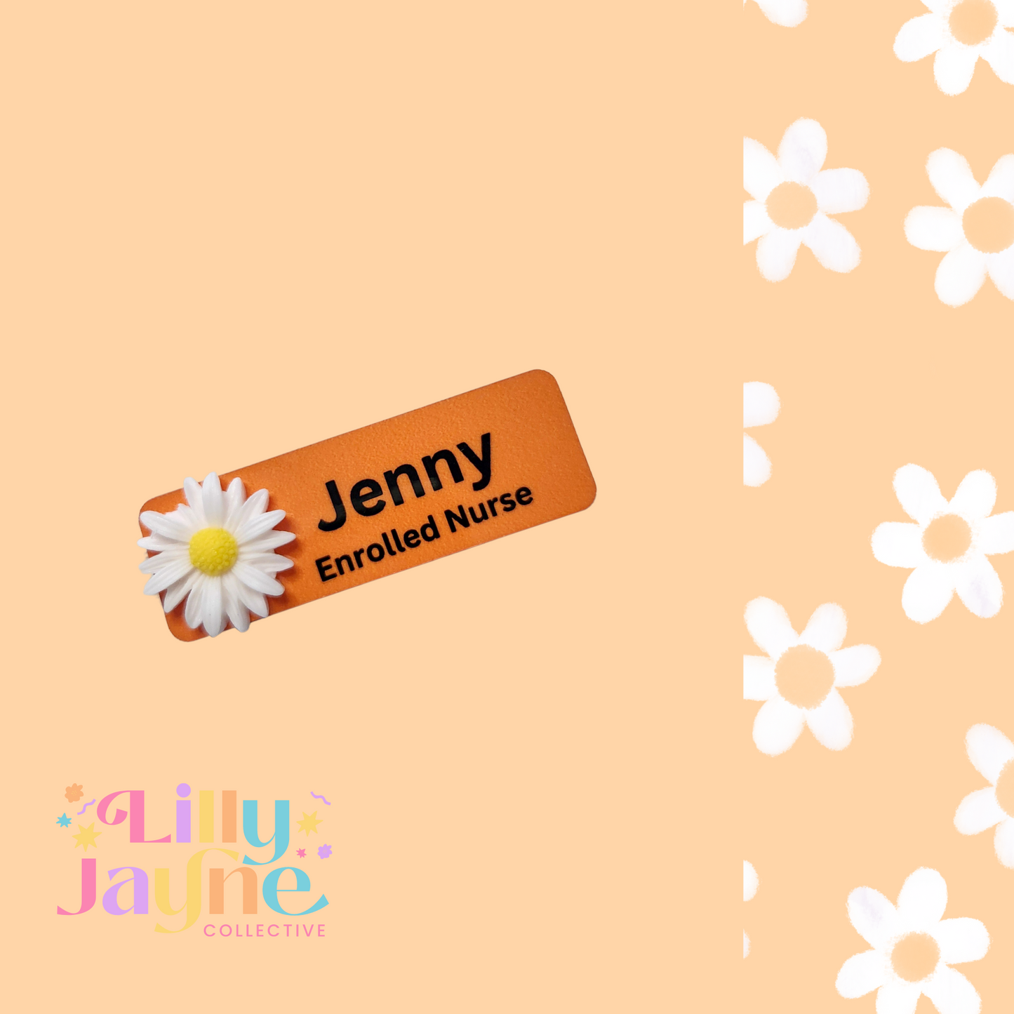 Orange Personalised Name Badge