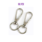 Two silver keychains with swivel clip on a white background, labeled 'SILVER'.