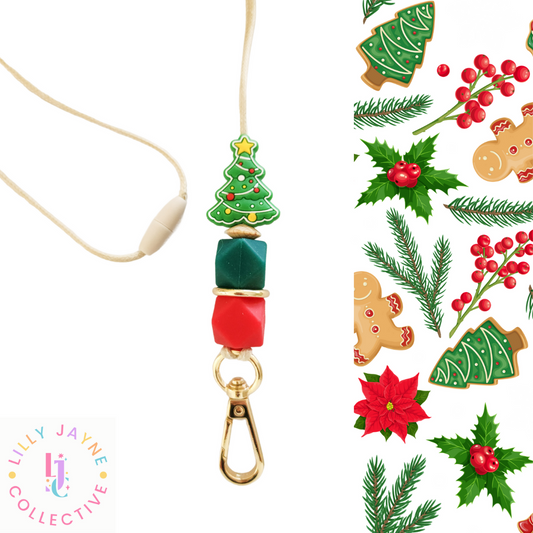 Christmas Silicone Bead Lanyard - Tree