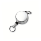 Metallic retractable badge holder on a white background