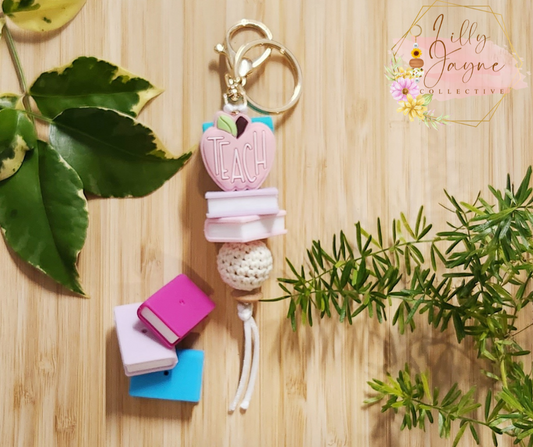 Pink apple teach Keychain