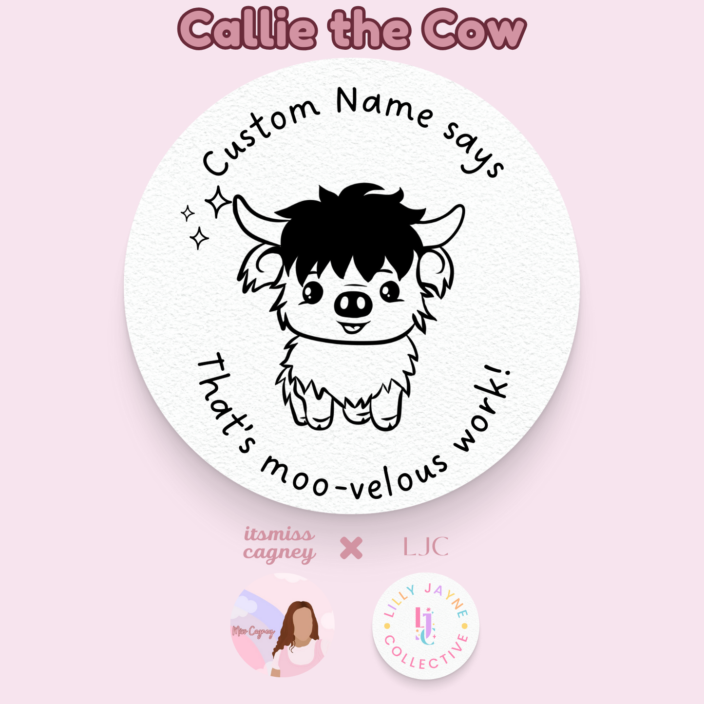 That's Moo-velous work! Personalised Teacher Stamp - Cow