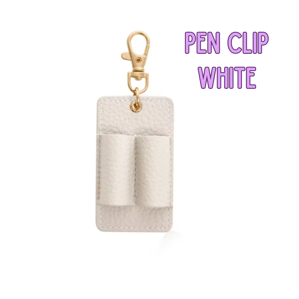 White pen clip with gold clip on a white background