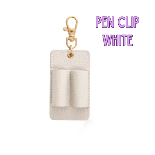 White pen clip with gold clip on a white background