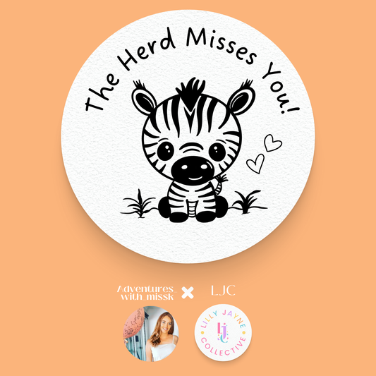 The Herd Misses you! Teacher Stamp - Zebra