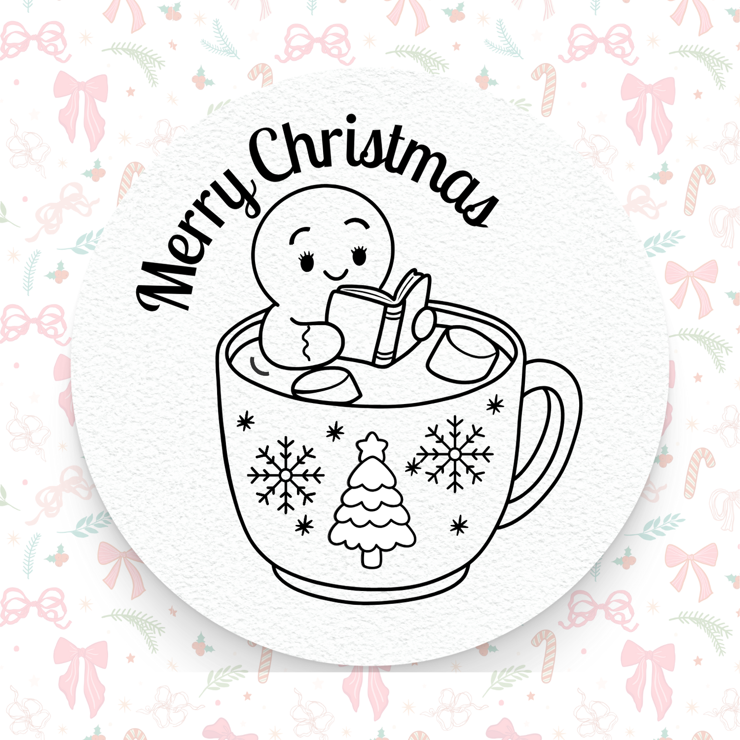 🎁 Christmas Gingerbread "Merry Christmas"☃️🍪 – Pre-Ink Stamp