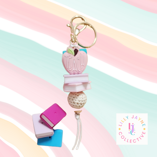 Teacher Pink Apple Keychain