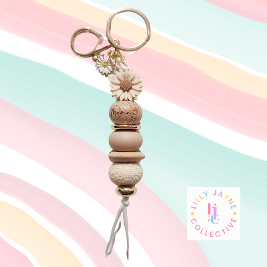 Mama Beige Keychain