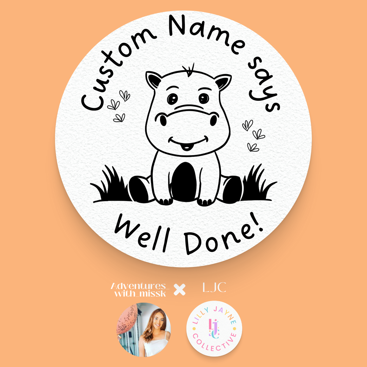 Well Done! Hippo Personalised Teacher Stamp