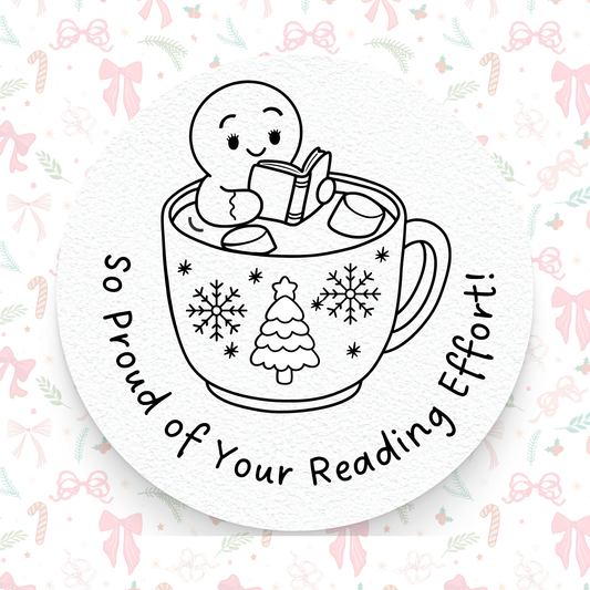 🎁 Christmas Gingerbread "So Proud of Your Reading Effort!"☃️🍪 – Pre-Ink Stamp