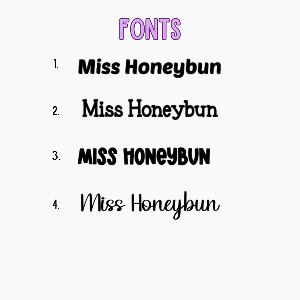 Comparison of 'Miss Honeybun' font styles on a white background