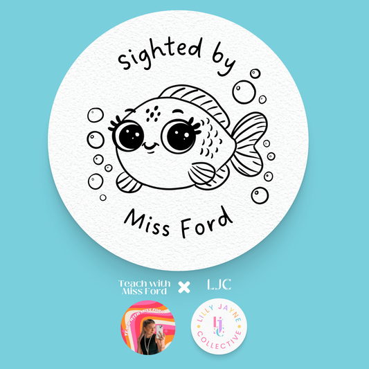 Sighted by - Fish Personalised Teacher Stamp