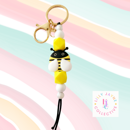 "Bee Kind" Silicone Bead Keychain