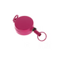 Pink retractable badge holder on a white background