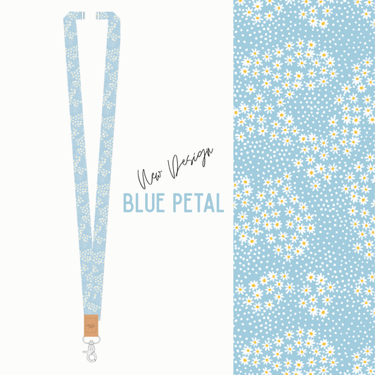 ** PRE-ORDER for Early FEB  ** Blue Petal Fabric Lanyard