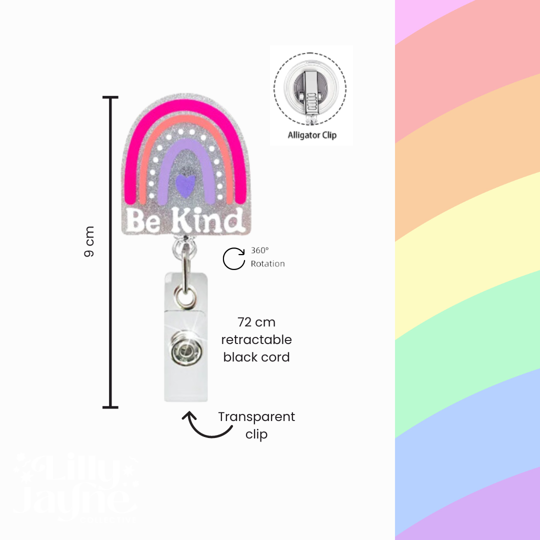 Be Kind Rainbow Reel Badge - ID Holder