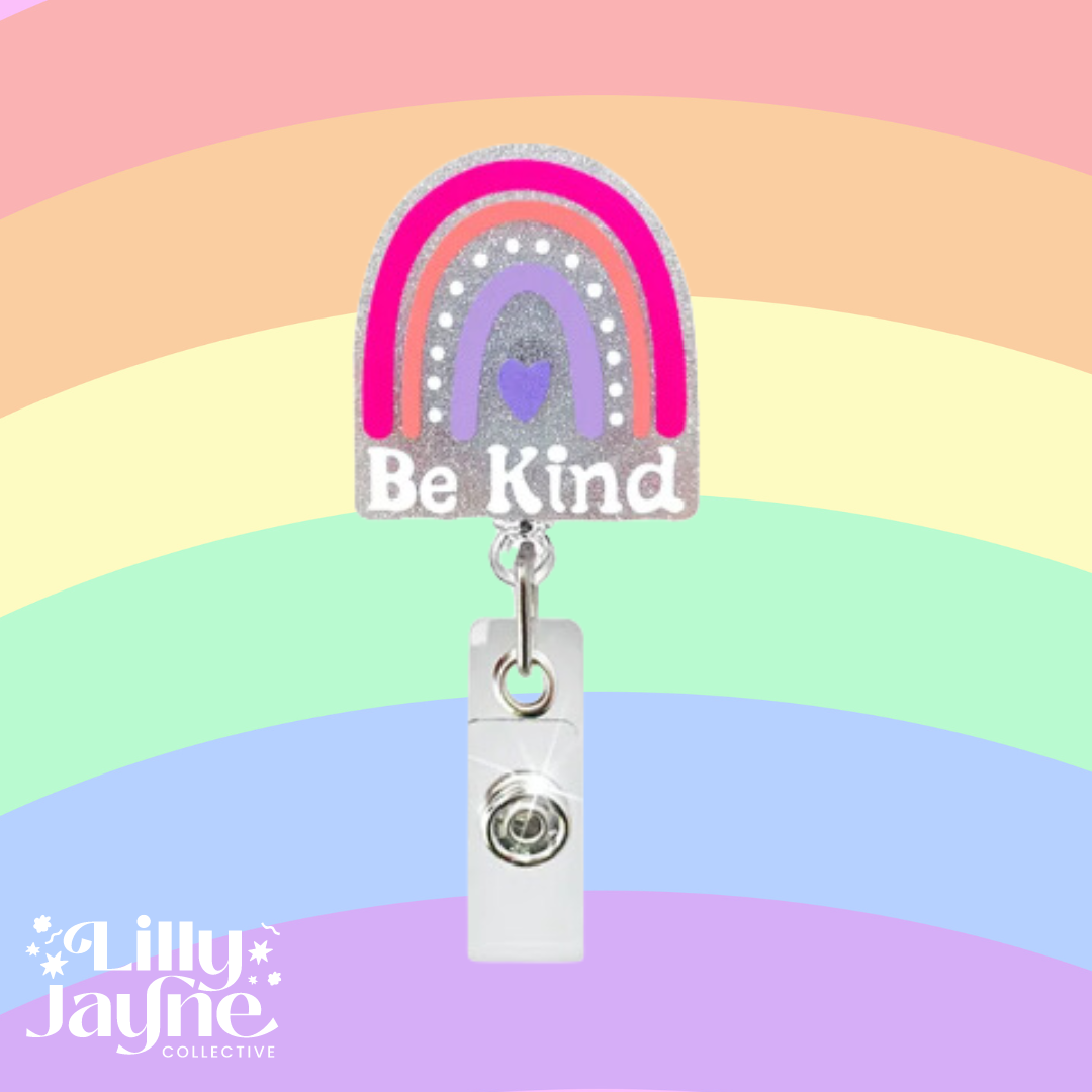 Be Kind Rainbow Reel Badge - ID Holder